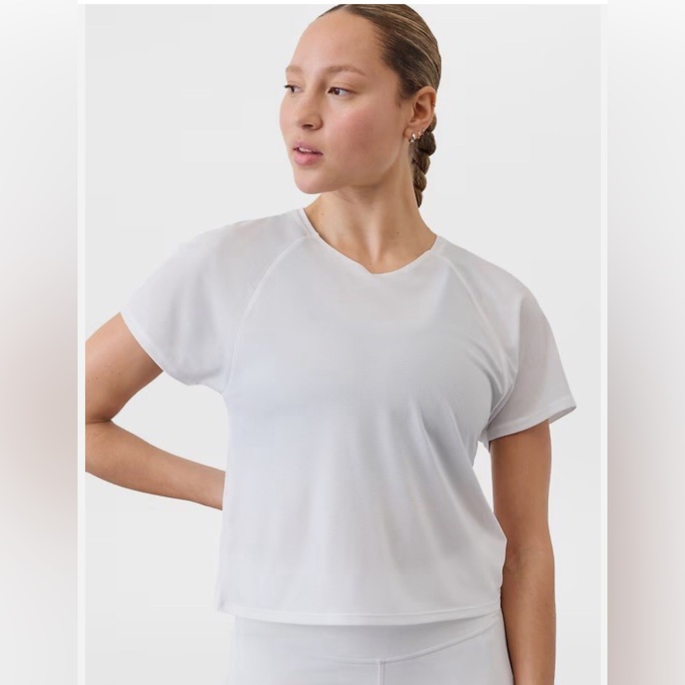 🌺Athleta Grid Knit Tee | Size XXS White